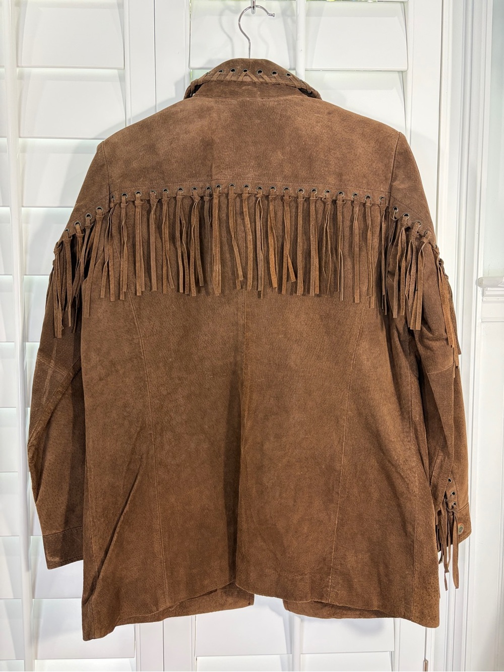 Vintage Brown Suede Fringe Leather Jacket (M) - Picture 2 of 9